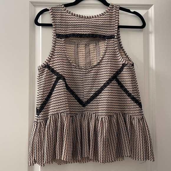 Free People Cream Pleated Peplum Tank Top - Picture 2 of 5